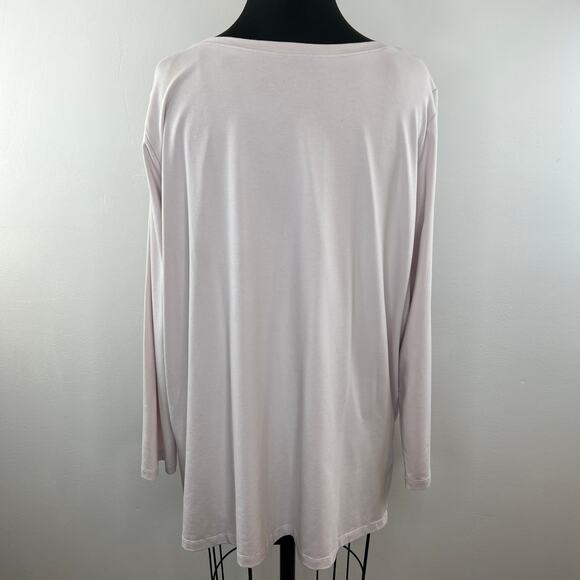 EILEEN FISHER Light Pink Long Sleeve Cotton Blend Stretch Top w/ Pockets Size XL - Picture 4 of 9